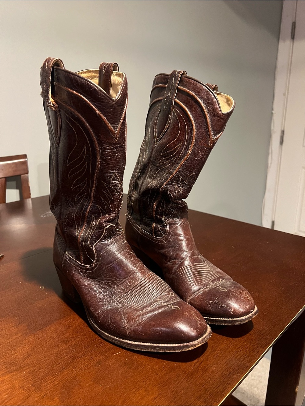 Dan Post Dark Brown Leather Western Cowboy Boots